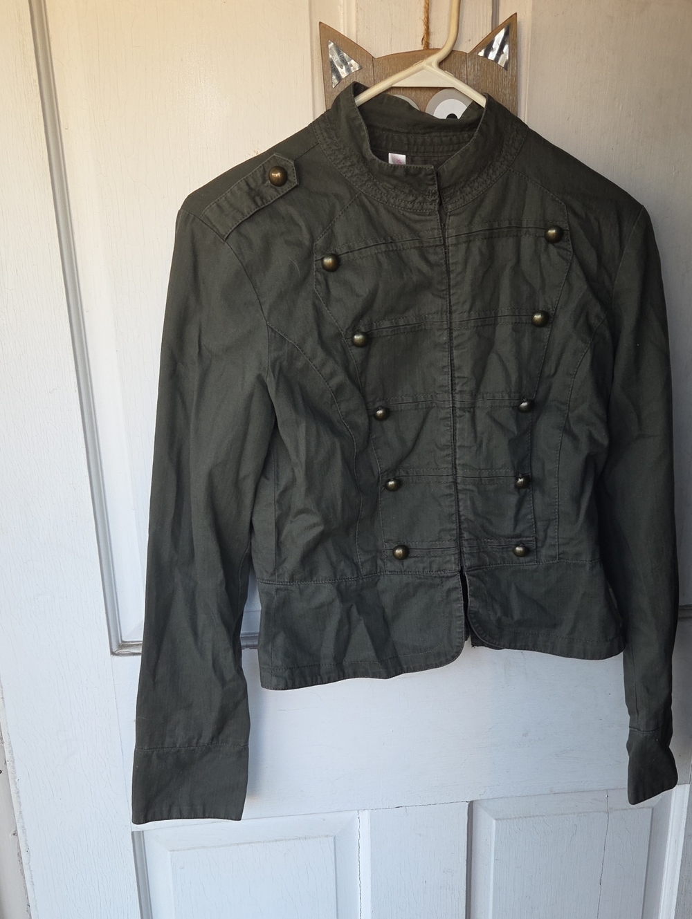 Xhilaration Olive Military-Style Button Front Top Jacket Size M